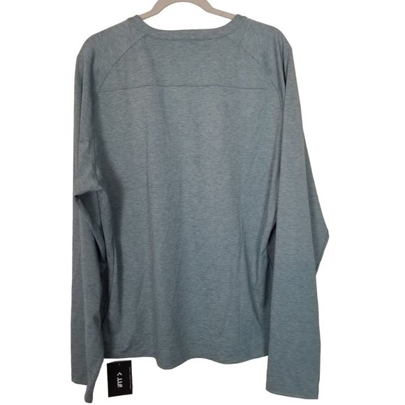 iFit Mens XXL Greyish Blue Heathered Long Sleeves Transit Henley T Shirt NWT - Picture 9 of 9